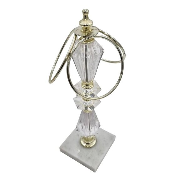 Lucite & Marble 3-Ring Towel Holder With Gold Accents Elegant Bathroom Accessory - Picture 5 of 8